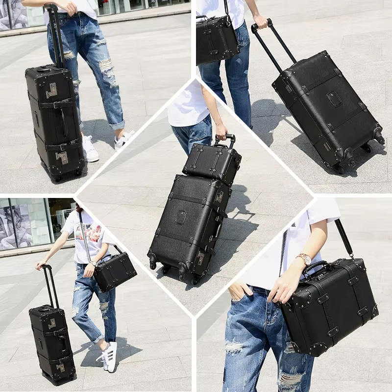 New Retro Rolling Luggage Spin - Retro Vintage Trunk Suitcase 评论和价格