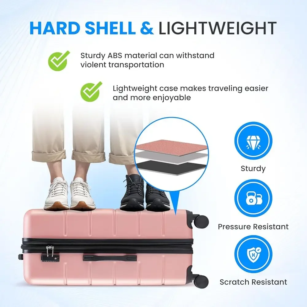 3-Piece Large Suitcase Set wit - Expandable Hard Shell Luggage Set 评论和价格