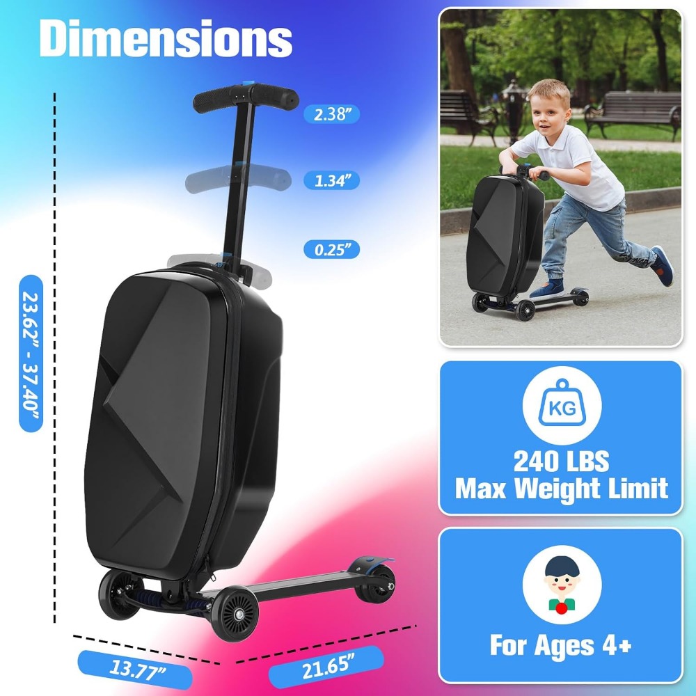Scooter Luggage for Kids: Ligh - Kids Ride On Suitcase Scooter 评论和价格