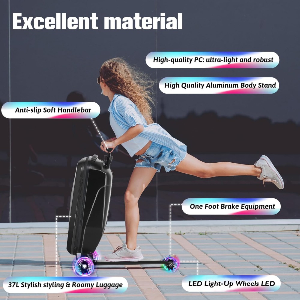 Scooter Luggage for Kids: Ligh - Kids Ride On Suitcase Scooter 评论和价格